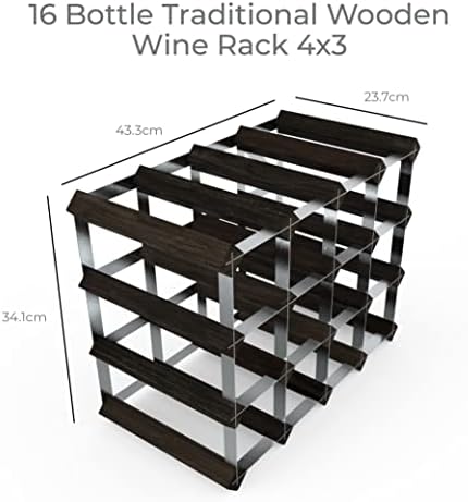 RTA Freestanding Wine Rack 16 Bottles Black Ash Pine