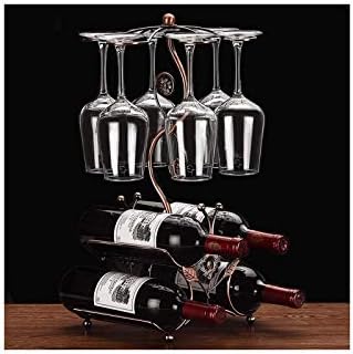 Cicodona Wine Rack 4 Bottles 6 Glasses Decor