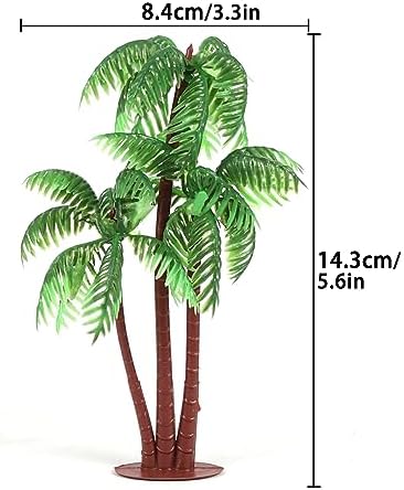 Gyufise 10Pcs Plastic Green Palm Tree Cupcake Toppers