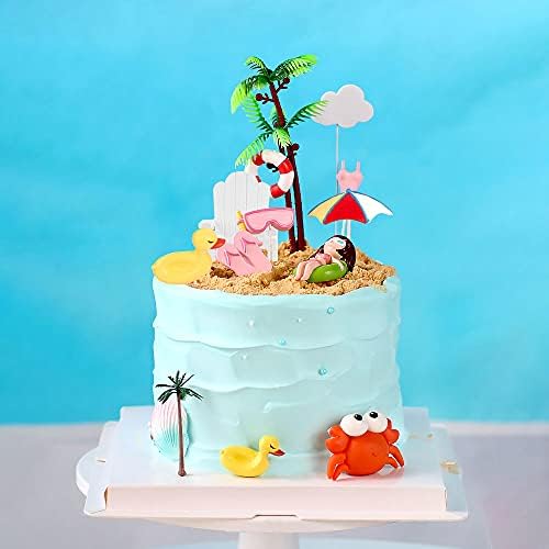Hawaiian Beach Cake Toppers Non-Edible 8-Piece Set