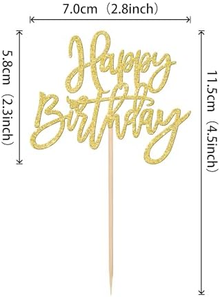ZHUOWEISM 24 PCS Happy Birthday Cupcake Toppers Glitter