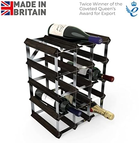 RTA Freestanding Wine Rack 16 Bottles Black Ash Pine