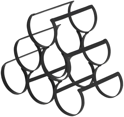 Deco 79 6 Bottle Metal Wine Rack with Curved Holders Black
