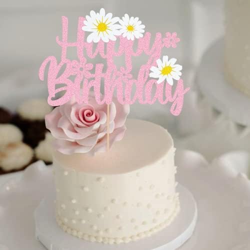 WishFirst Daisy Birthday Cake Topper Pink Daisy Decor