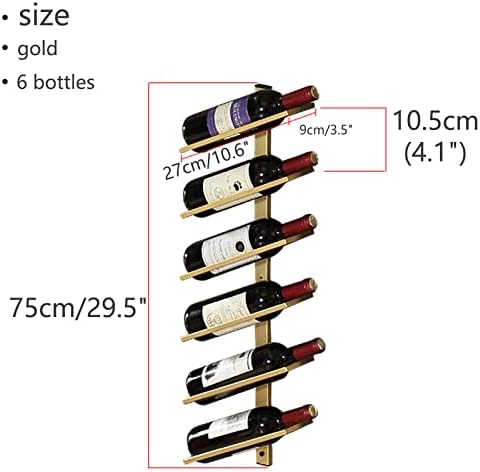 DFSY Wall-Mounted Wine Rack 6 Bottles Gold 1