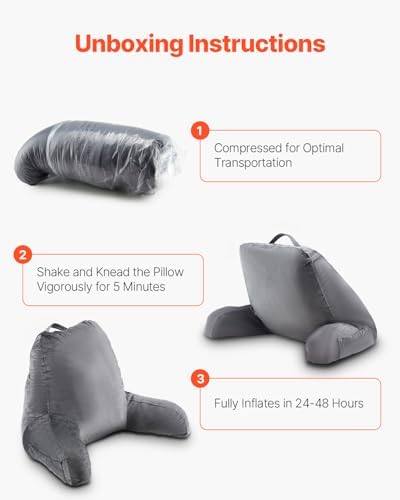 VEVOR Reading Pillow with 3 Pockets and Memory Foam