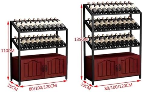 Freestanding Wine Rack with 3 Tier Shelves and Cabinet