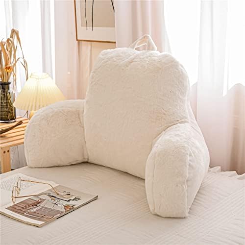 Holawakaka Faux Fur Bed Rest Reading Pillow with Arms