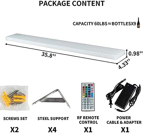TOYOCC 36 Inch Wall-Mounted Wine Rack with LED Light