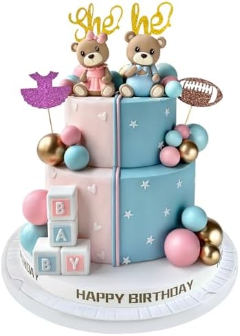 Zafena 34 PCS Gender Reveal Cake Topper Set 1