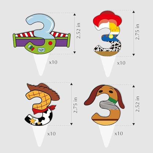 United-Unicorns 40 PCS 3rd Birthday Cupcake Toppers