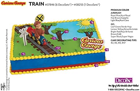 DecoSet Curious George Train Cake Topper 4-Piece Set