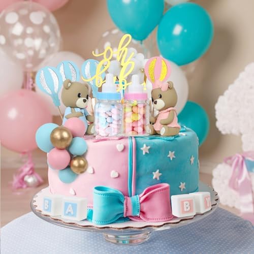 47 PCS Bear Cake Toppers for Gender Reveal Party
