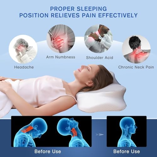 Right Cervical Neck Pillow with Adjustable Height and Memory Foam Support