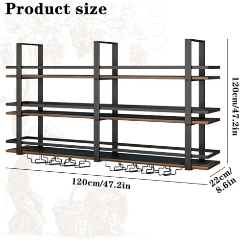Takpylia Wall Mounted Wine Rack with LED Light Black 472in