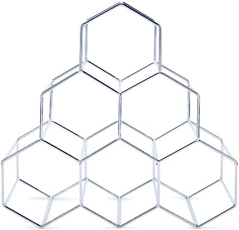 NAT Jules Honeycomb Silver Tone Wine Rack - 6 Bottle Capacity