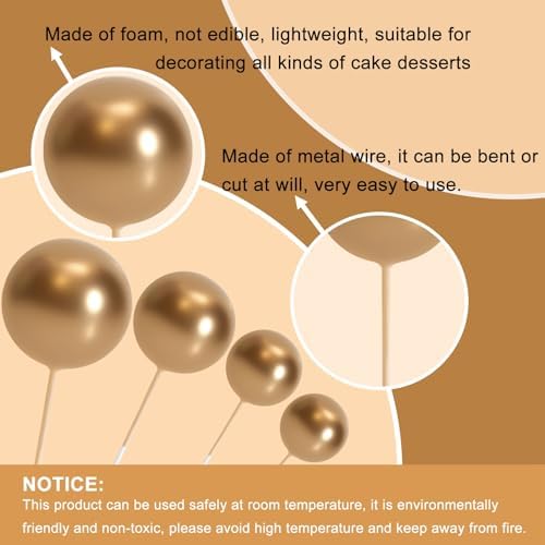 ASTARON 32 Pcs Gold Silver Black Foam Ball Cake Decorations
