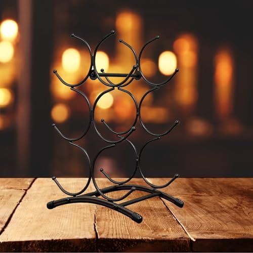 Tabletop Wine Rack - 6 Bottle Capacity Iron Storage