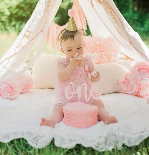 Rose Gold Glitter 1st Birthday Cake Topper