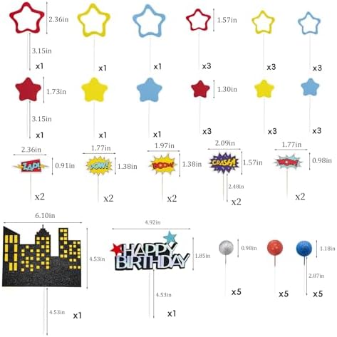 51PCS Superhero Birthday Cake Toppers