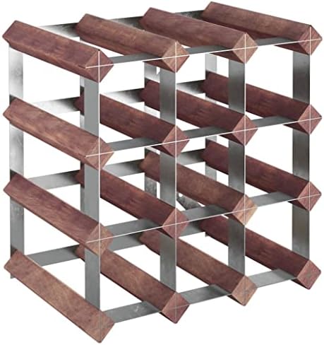 Aisifx 12-Bottle Wine Rack Brown Solid Pine