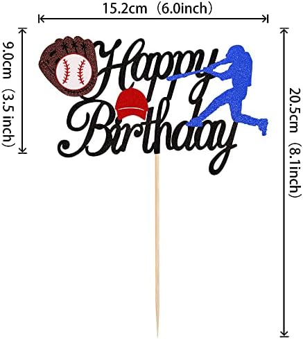 ZHUOWEISM 1PCS Glitter Baseball Cake Topper for Birthday Parties