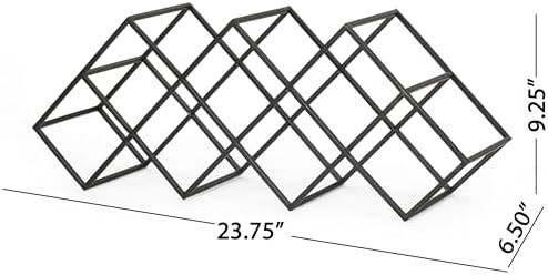 Benjara Wine Rack with Diamond Slots 24-Inch Matte Black