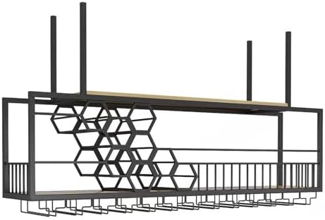 RAJYQODIS 2 Layer Wall-Mounted Wine Rack Black 4724in120cm