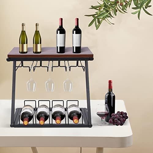 CeRaBuRET Wine Rack with 4 Bottles 8-12 Glasses Holder