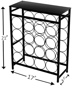 16 Bottles Waved Floor Wine Organizer Black