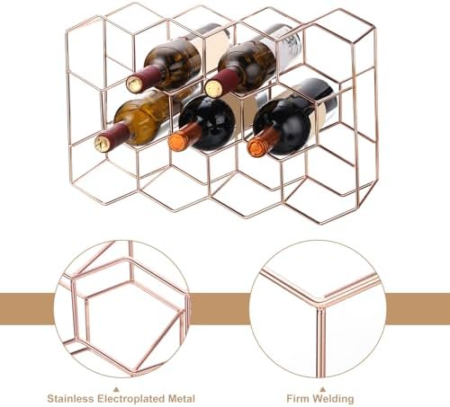 Uxcell 14 Bottle Freestanding Rose Gold Metal Wine Rack
