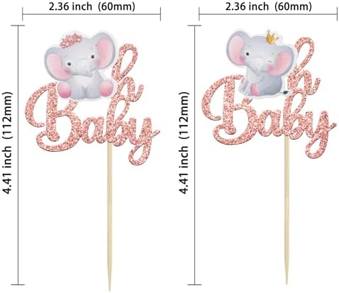 Gyufise 24Pcs Pink Elephant Cupcake Toppers