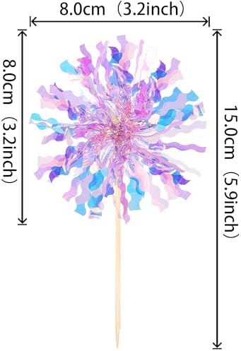 30 PCS Purple Foil Firework Cupcake Toppers 1
