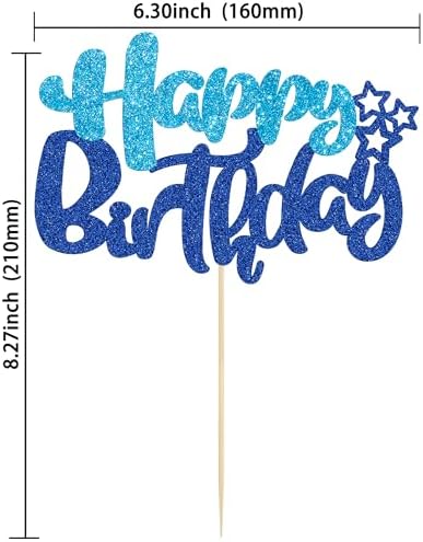 Ephlyn Happy Birthday Cake Topper Glitter Decor