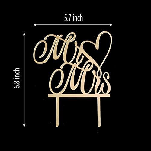 Mr and Mrs Cake Topper Mirror Gold Acrylic