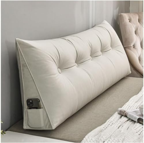 Removable Washable Wedge Headboard Pillow in Ivory White
