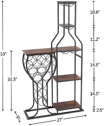 Beleda 5 Tier Freestanding Wine Rack with Hanging Holder