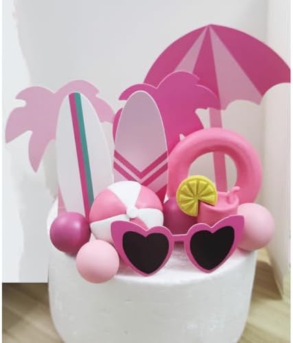 DiDida Summer Pink Beach Cake Topper Decor 1