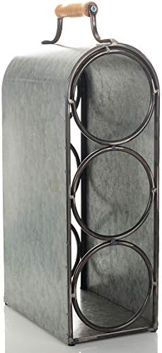 Drew Derose 3-Bottle Galvanized Wine Holder Rack