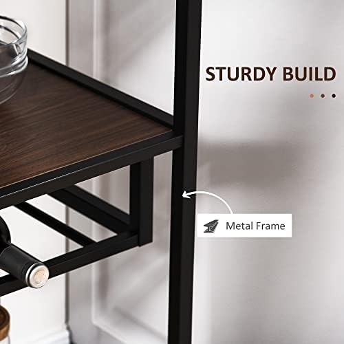HOMCOM Industrial Wine Rack with 11-Bottle Holder Free Standing with Glass Holders