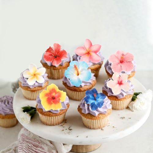 ZHUOWEISM 56 PCS Edible Flowers Cupcake Toppers
