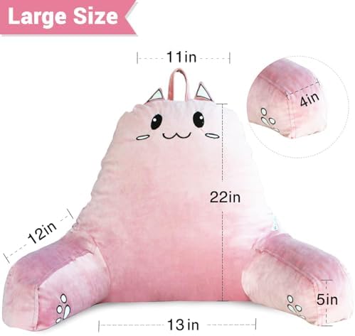 SUNSIDE Kitten Reading Pillow with Memory Foam and Arms