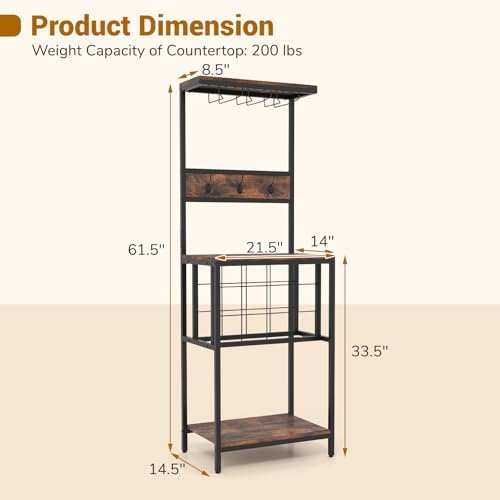 GOFLAME Freestanding Wine Rack with Glass Holders and Countertop