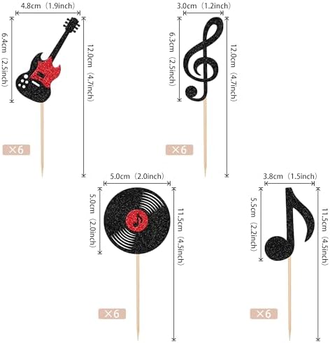 ZHUOWEISM 24PCS Music Notes Cupcake Toppers 1