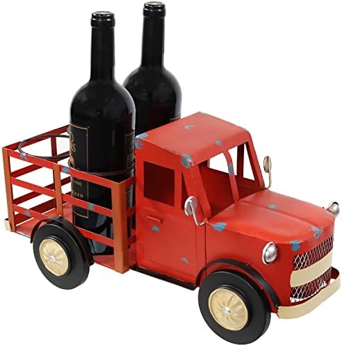 Sunnydaze Rustic Red Truck Wine Rack - Holds 4 Bottles
