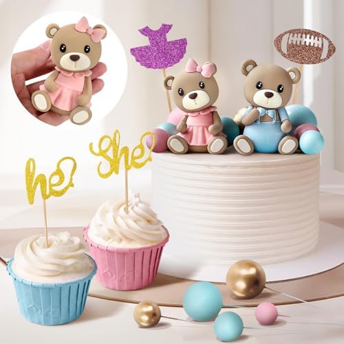 Zafena 34 PCS Gender Reveal Cake Topper Set 1