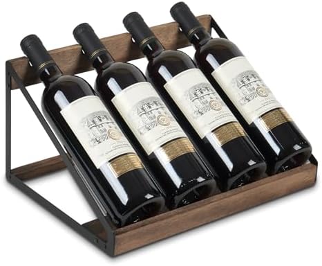 TRSPCWR Wooden Wine Rack 4 Bottle Countertop Organizer