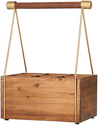 Deco 79 6 Bottle Wine Rack with Gold Accents