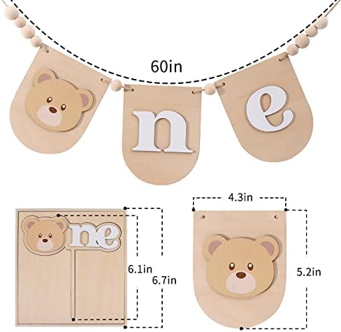 Wooden Teddy Bear Birthday Banner Decor