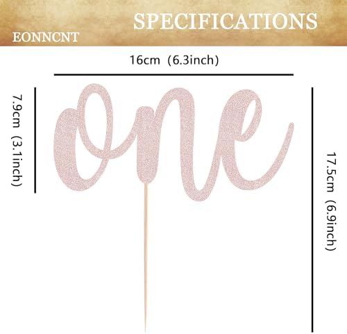 Rose Gold Glitter 1st Birthday Cake Topper